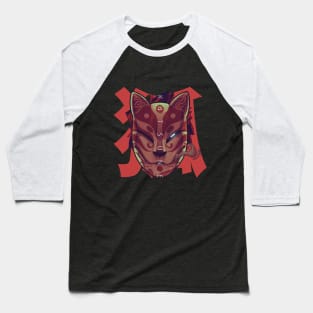 Kitsune Fox Samurai Mask Baseball T-Shirt